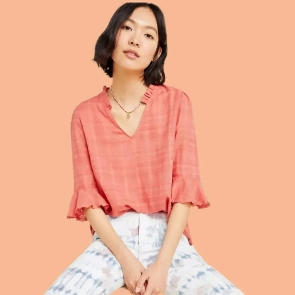 Dolan Tandy Ruffle Blouse Large - Picture 5 of 8